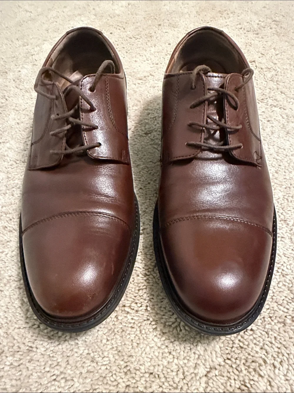 Johnston & Murphy Men's Brown Cap-Toe Derby Dress Shoes